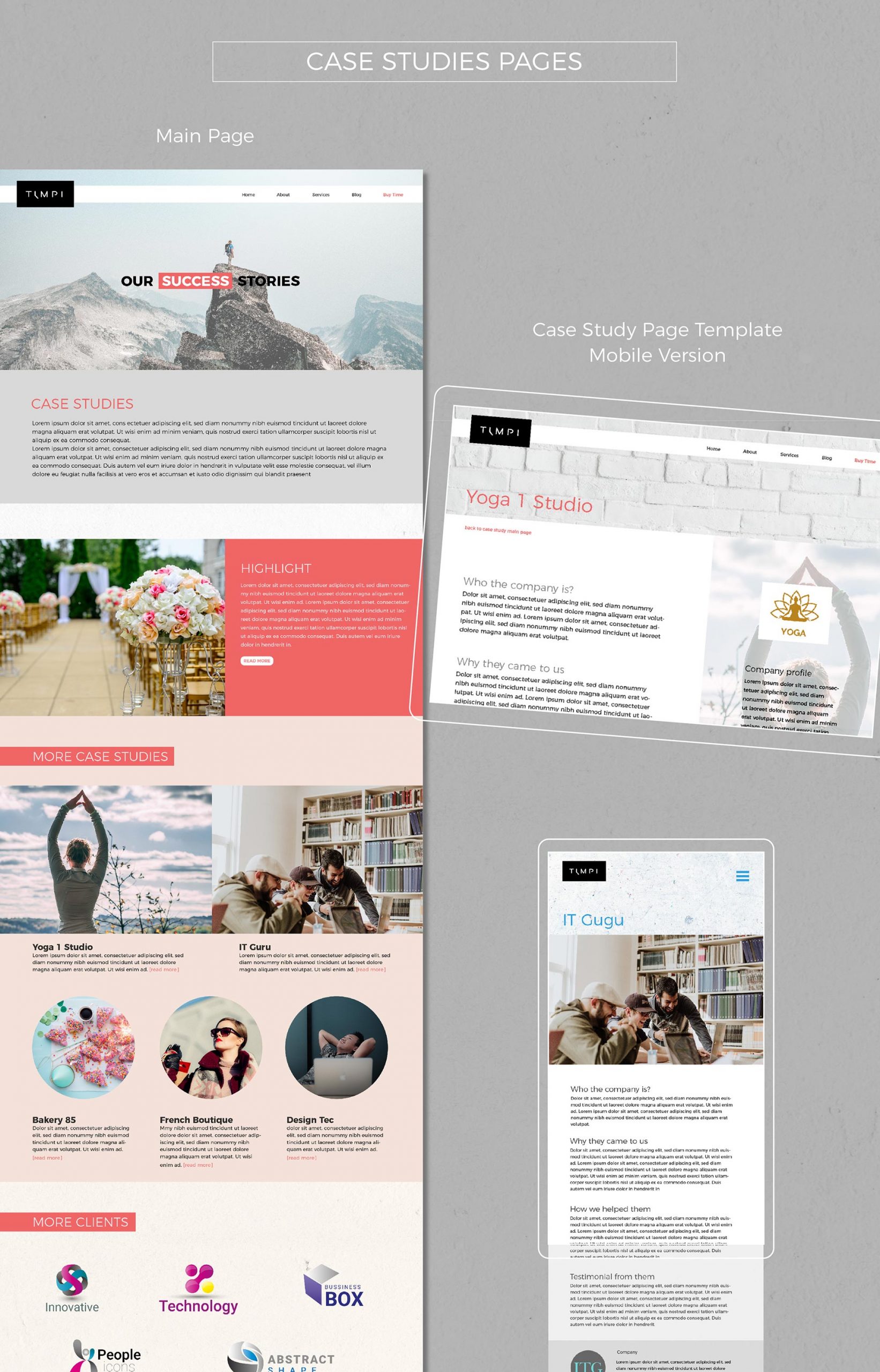 web design, responsive design, UI design, template for case study page, layout design, responsive design for mobile